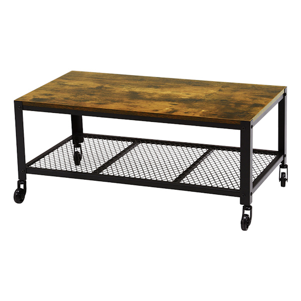 センターテーブル 幅90cm キャスター付き 木目調 ヴィンテージ調