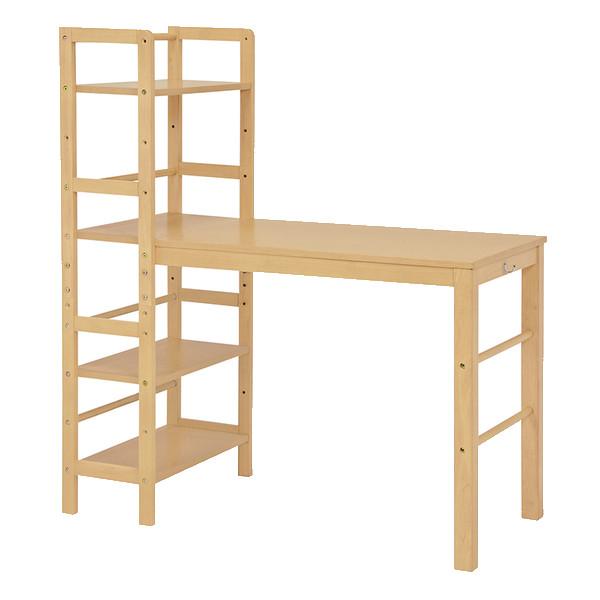 木目調 パソコンデスク ラック付き デスク ワークデスク 木製 学習デスク DORIS パソコンデスク 収納付き デスク 一体型 ラック付き L字型