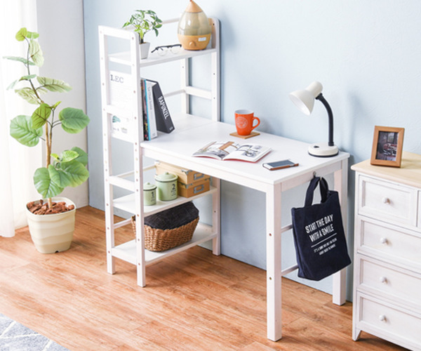 デスク 幅105cm ラック付き 棚付き 収納 ラック ワークデスク