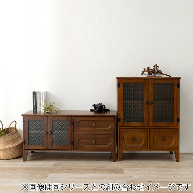 キャビネット アンティーク調 桐製 ガラス扉 幅60cm （ 収納棚 サイドボード ヴィンテージ風 リビング収納 桐 天然木 完成品 収納 ガラスキャビネット チェスト 棚 大正ロマン風 木製 レトロモダン ブラウン おしゃれ ）_14