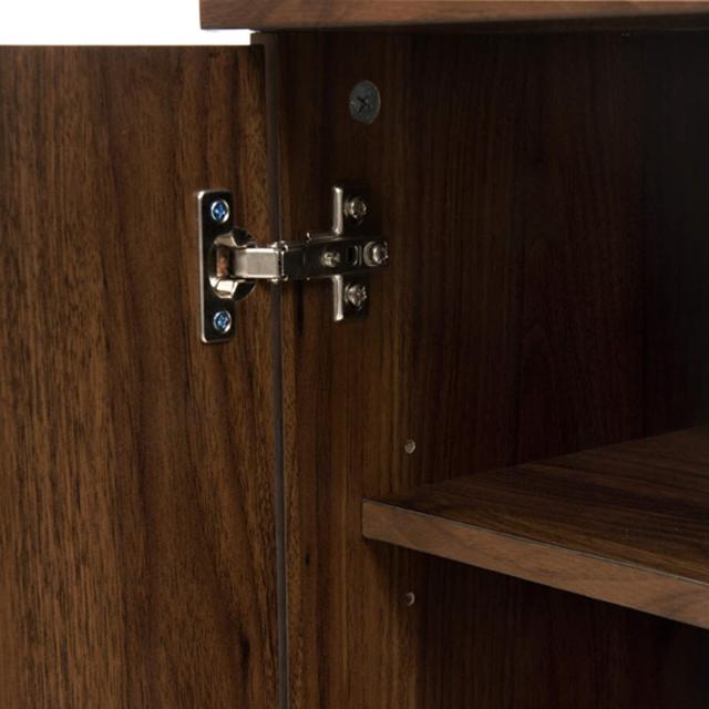 オープンラック付き キャビネット 両開き 矢貼り風 幅53cm （ シェルフ ヘリンボーン柄 収納ラック オープンキャビネット 収納 ラック 飾の通販は