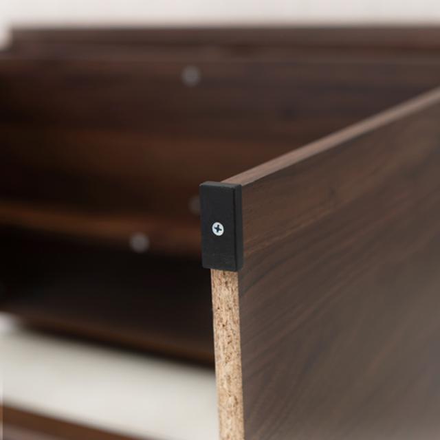 オープンラック付き キャビネット 両開き 矢貼り風 幅53cm （ シェルフ ヘリンボーン柄 収納ラック オープンキャビネット 収納 ラック 飾の通販は