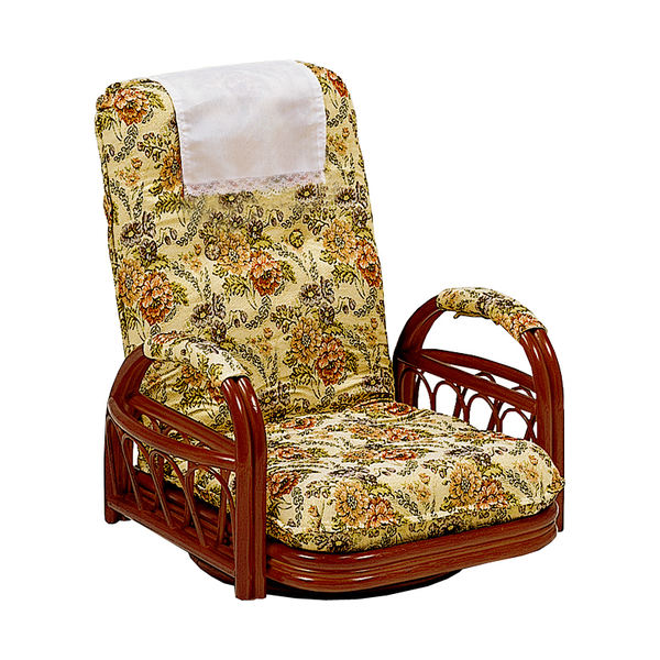 籐 回転座椅子 リクライニング クッション付 ラタン家具 座面高20cm ( ラタンチェア ラタン チェア 椅子 収納付き パーソナルチェア いの通販は