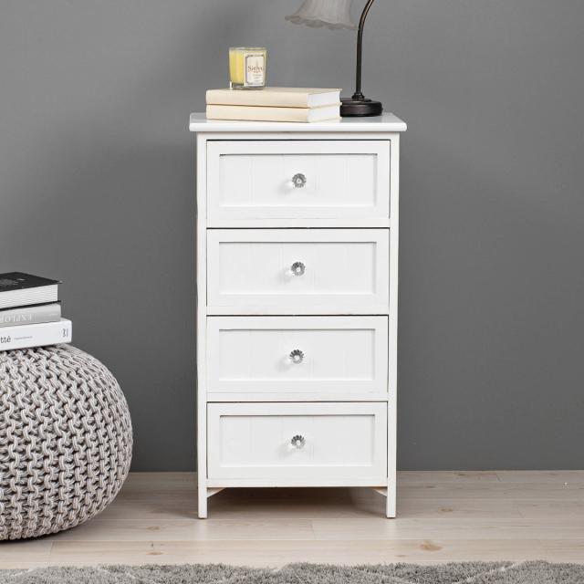 ウッドチェスト 4段 シャビー調 クリスタル調取っ手 幅41cm ( 完成品 ランドリーチェスト 引出し タンス 衣類収納 引き出し 整理タンス 収納 たんす 整理たんす 洋タンス 箪笥 カラーチェスト サイドチェスト チェスト チェストタンス 完成品)の通販は 10,245円