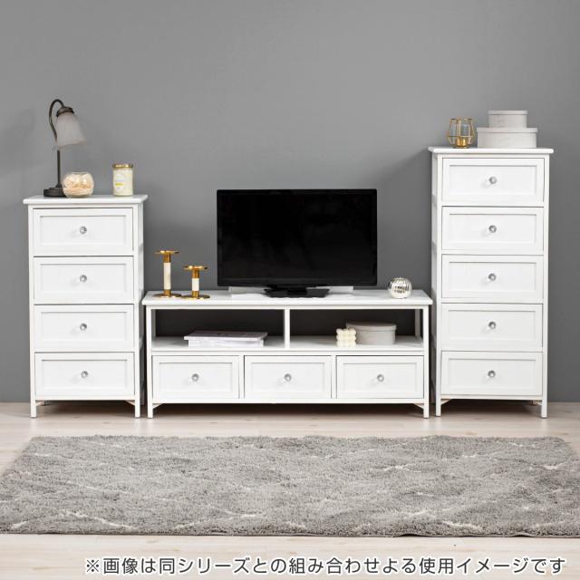 ウッドチェスト 5段 シャビー調 クリスタル調取っ手 幅41cm （ 完成品 ランドリーチェスト 引出し タンス 衣類収納 引き出し 整理タンス 収納 たんす 整理たんす 洋タンス 箪笥 カラーチェスト サイドチェスト チェスト チェストタンス 完成品）