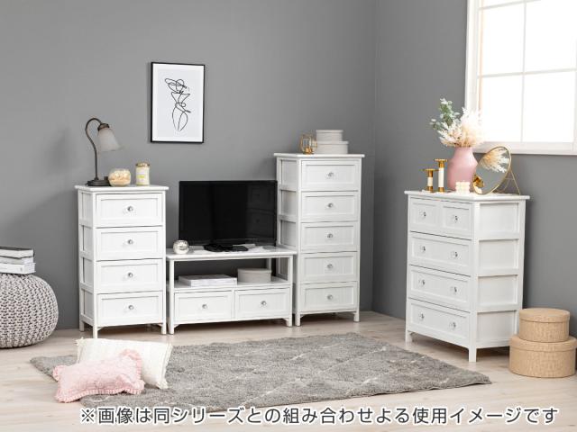 ウッドチェスト 5段 シャビー調 クリスタル調取っ手 幅41cm （ 完成品 ランドリーチェスト 引出し タンス 衣類収納 引き出し 整理タンス 収納 たんす 整理たんす 洋タンス 箪笥 カラーチェスト サイドチェスト チェスト チェストタンス 完成品）