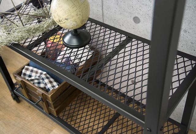 オープンラック スチールラック ヴィンテージ調 キャスター付 幅80cm