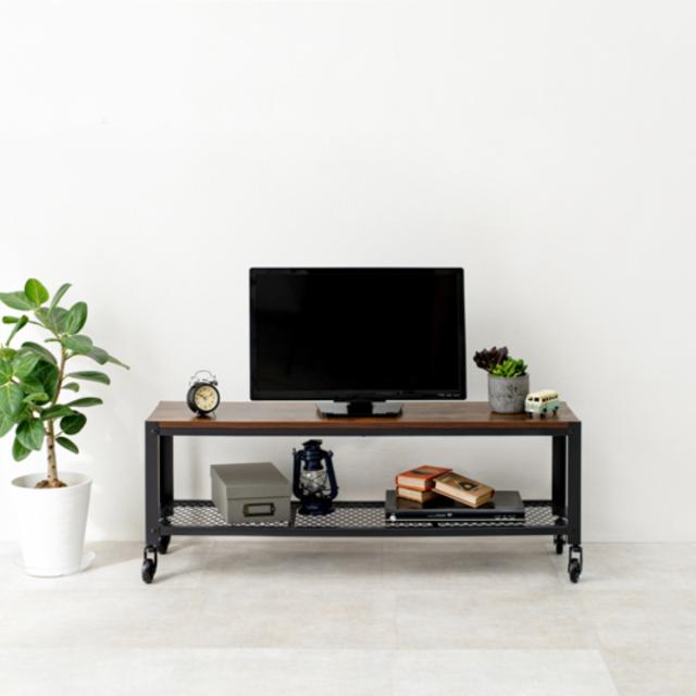 テレビ台 ローボード ヴィンテージ調 キャスター付 幅110cm （ テレビボード テレビラック オープンラック TV台 ラック 収納棚 スチールラック 収納 TVボード TVラック 収納ラック 飾り棚 ブルックリン おしゃれ ）
