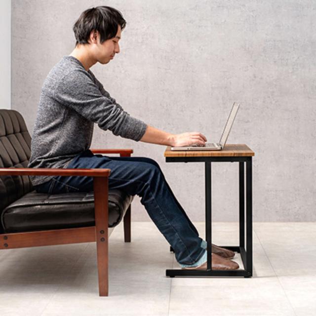 サイドテーブル 幅広 幅60cm 木目調 コの字 （ テーブル ナイト