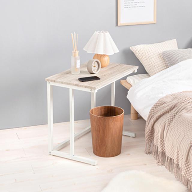 サイドテーブル 幅広 幅60cm 木目調 コの字 （ テーブル ナイト