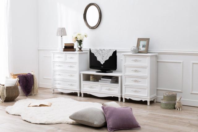 チェスト 4段 ウッドプロダクツ 幅50cm 足付 ホワイト