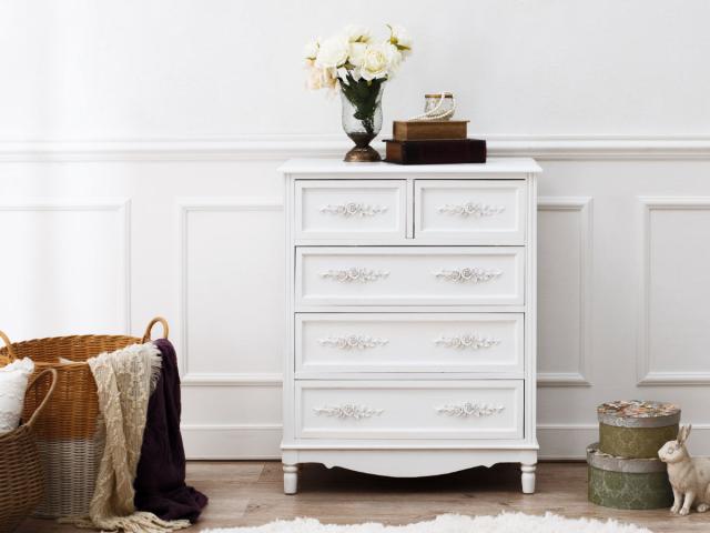 4段チェスト ホワイト木目