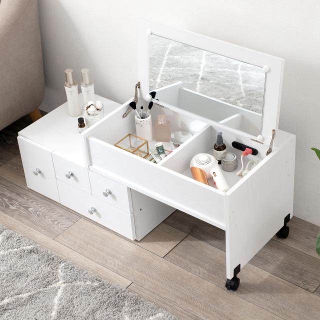 伸縮式ロ−ドレッサー 幅63〜110cm キャスター 収納 （ メイク台 鏡台