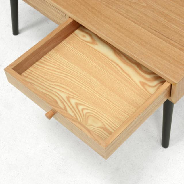 センターテーブル 幅100cm 引き出し2個 木製 （ テーブル ローテーブル リビングテーブル 長方形 収納 棚付き おしゃれ 北欧風 モダン 木目調 ブラウン ナチュラル ホワイト 白 ）_12