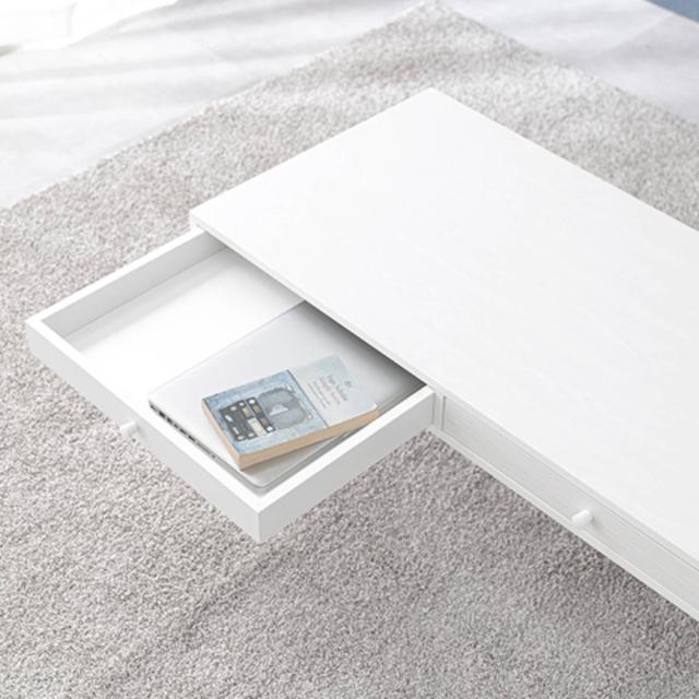 センターテーブル 幅100cm 引き出し2個 木製 （ テーブル ローテーブル リビングテーブル 長方形 収納 棚付き おしゃれ 北欧風 モダン 木目調 ブラウン ナチュラル ホワイト 白 ）_8