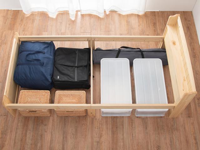 すのこベッド セミシングルショート 高さ調節 3段階 すのこ （ ベット 天然木 ベッド 木製 フレーム セミシングル ショートサイズ 棚 宮付き 収納 ベット下収納 コンセント付き 敷布団 頑丈 シンプル ナチュラル ）