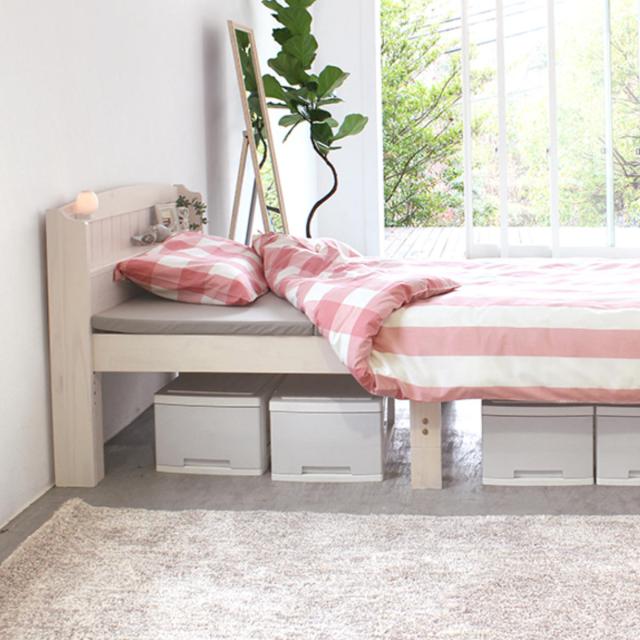 すのこベッド セミシングルショート 高さ調節 3段階 すのこ （ ベット 天然木 ベッド 木製 フレーム セミシングル ショートサイズ 棚 宮付き 収納 ベット下収納 コンセント付き 敷布団 頑丈 シンプル ナチュラル ）