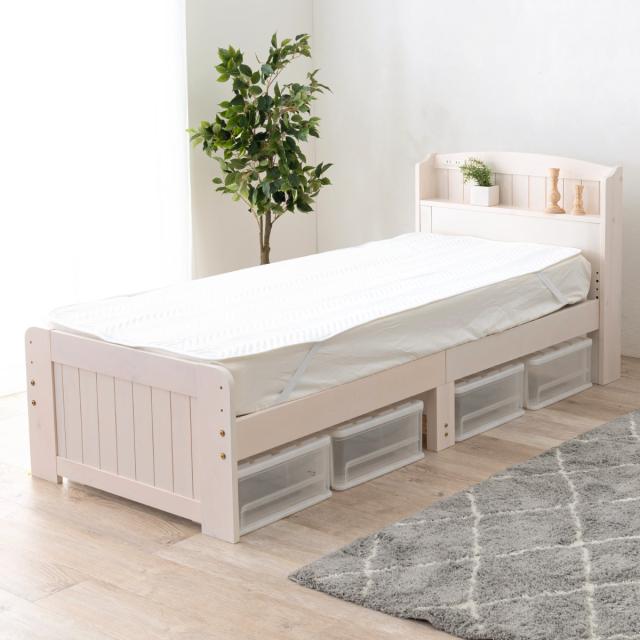 すのこベッド セミシングルショート 高さ調節 3段階 すのこ （ ベット 天然木 ベッド 木製 フレーム セミシングル ショートサイズ 棚 宮付き 収納 ベット下収納 コンセント付き 敷布団 頑丈 シンプル ナチュラル ）