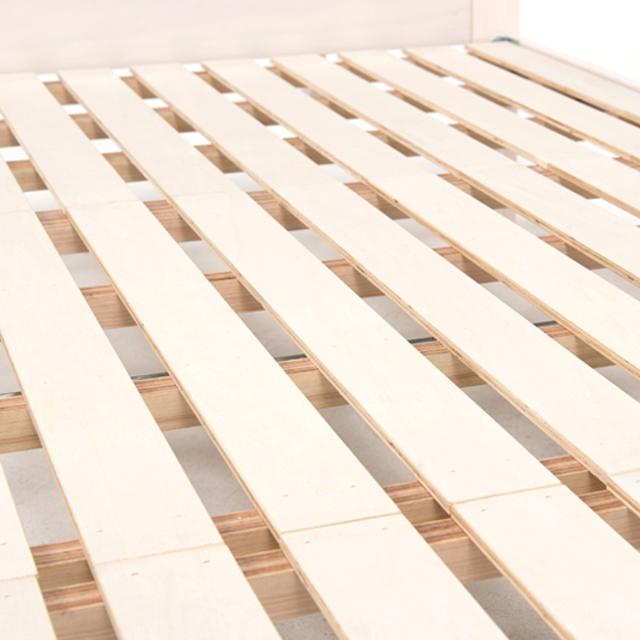 すのこベッド セミシングルショート 高さ調節 3段階 すのこ （ ベット 天然木 ベッド 木製 フレーム セミシングル ショートサイズ 棚 宮付き 収納 ベット下収納 コンセント付き 敷布団 頑丈 シンプル ナチュラル ）