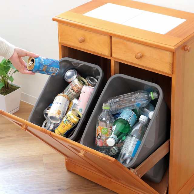 ゴミ箱 木製 50L 25L×2 家具調 （ ごみ箱 25リットル 2分別