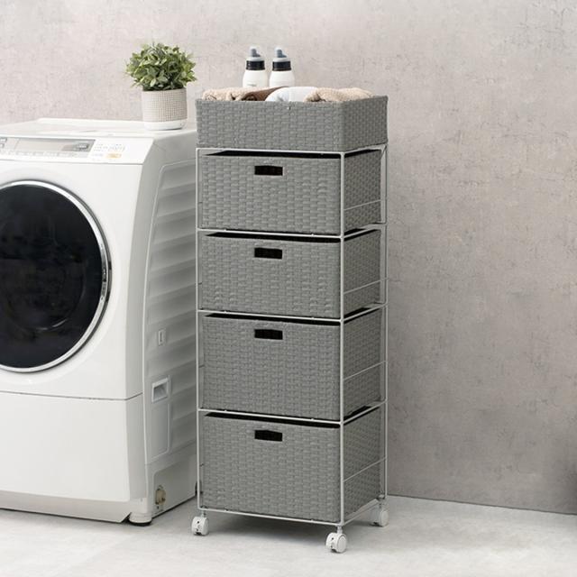 ランドリーチェスト 幅40.5cm 4段 引出し キャスター付 完成品