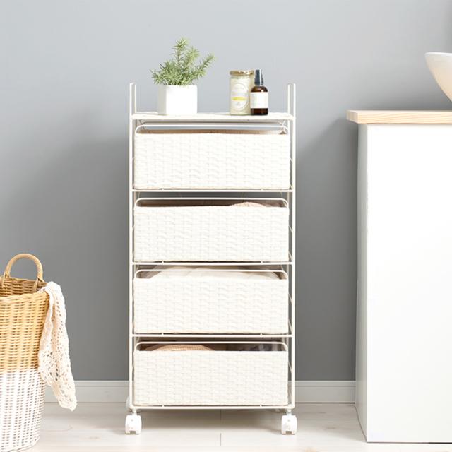 昭和レトロ エスニック ラタン キャスター付き 4杯 ランドリーラック 昭和レトロ エスニック ラタン キャスター付き 4杯 ランドリーラック