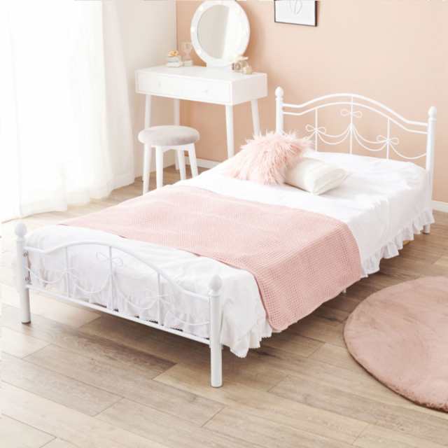 ベッド シングルベッド ベッドフレーム 姫系 白家具 （ フレームのみ ...