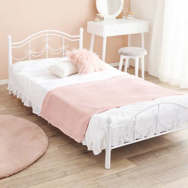 ベッド シングルベッド ベッドフレーム 姫系 白家具 （ フレームのみ