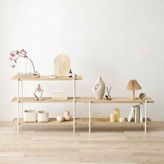 オープンラック 2段 韓国インテリア風 幅100cm （ ラック シェルフ