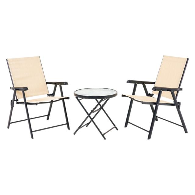テーブルチェアセット 3点セット 完成品 折りたたみ式 （ ガーデン