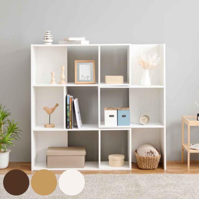 スライドラック 3段 木製 オープンラック 幅92-121cm （ 伸縮 収納 コーナー ラック 棚 シェルフ 飾り棚 間仕切り 間仕切 スライド 三段 A4 ブラウン ナチュラル ホワイト ）の通販は