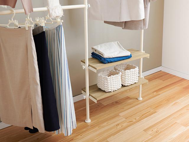 ハンガーラック、s字フック3本、組立用六角1本付