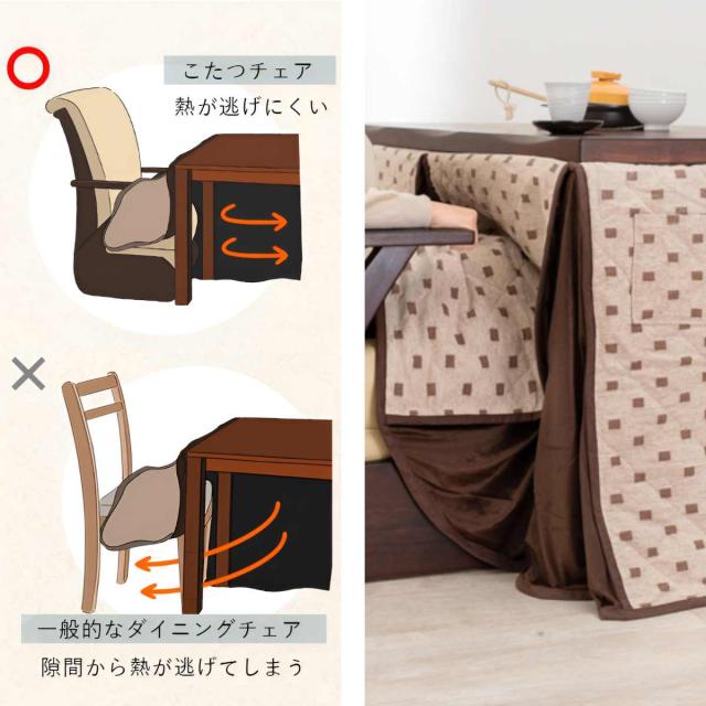 ダイニングこたつ6点セット こたつ テーブル 幅135cm こたつ布団 チェア4脚 （ ダイニングテーブル ダイニング セット チェア 椅子 リビング ハイタイプ ロータイプ 長方形 高さ調節 継ぎ脚 ハロゲン ヒーター 薄型 速暖 ファン付き ）_11