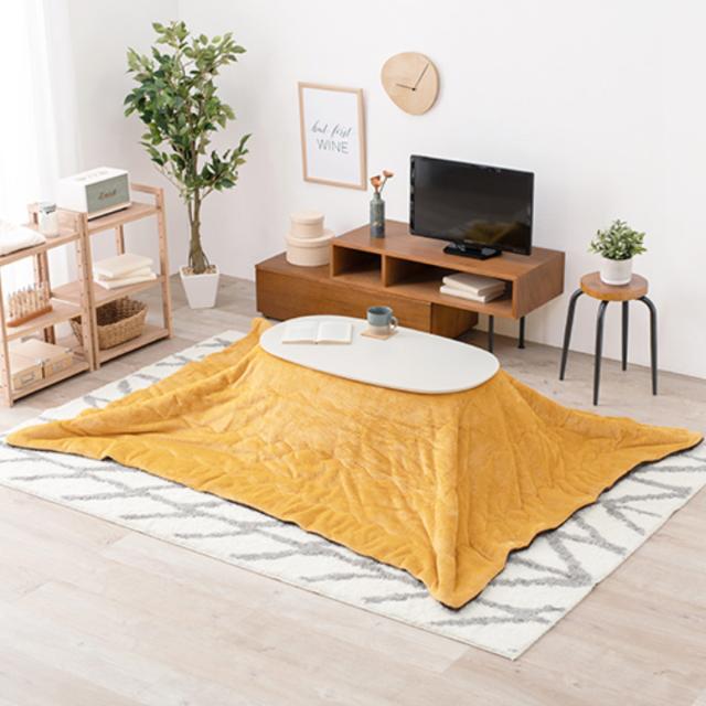 こたつ2点セット 楕円形 105×75cm こたつブラウン/ホワイトウォッシュ こたつ セット 2点セット 〔 楕円形 105×75cm こたつテーブル