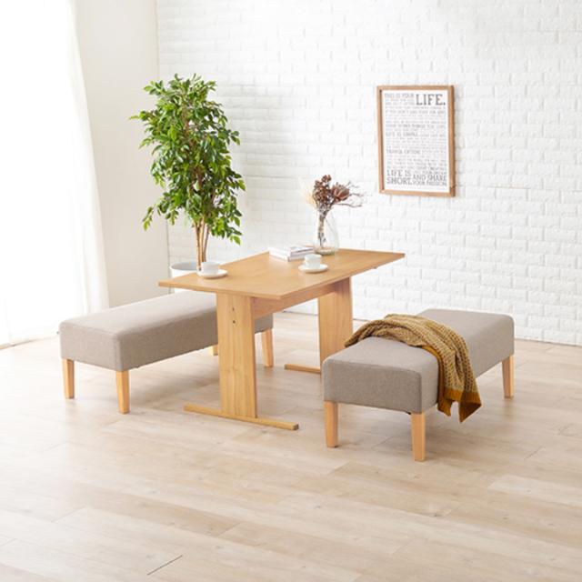 ダイニング3点セット テーブル 幅110cm ベンチ×2 （ 高さ65cm