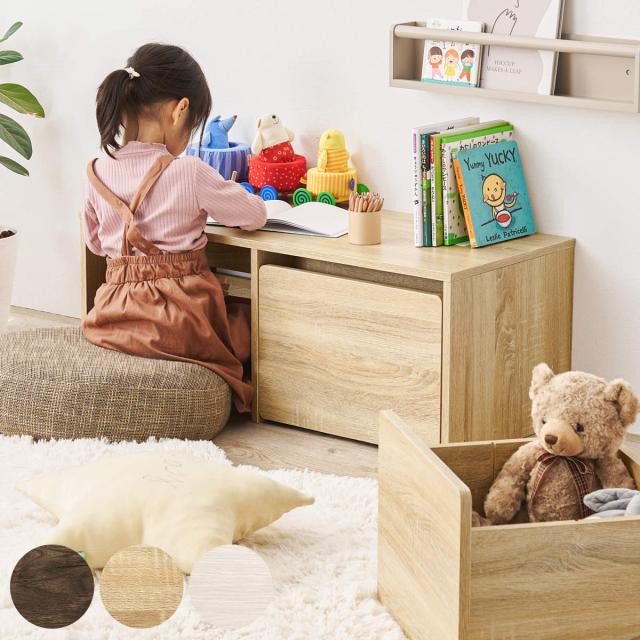 ベンチ 幅90cm 3way （ 収納 デスク 3way玄関 収納ベンチ 引き出し 腰掛け キッズデスク お絵かき 机 つくえ 木目調 北欧 モダン シンプル リビング 子供部屋 キッズスペース ）