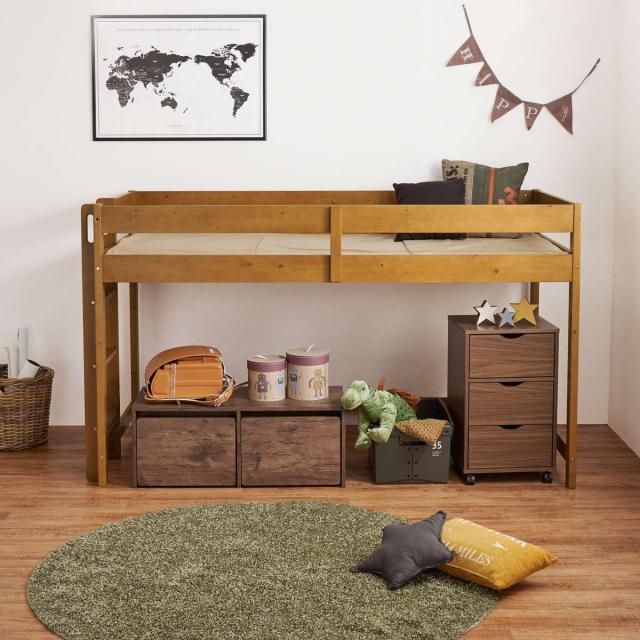 ロフトベッド ロータイプ 高さ120cm すのこ 天然木 パイン材 （ ベッド