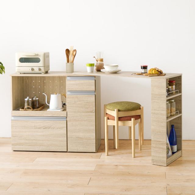 伸縮式 キッチンカウンター 幅104-178cm 収納庫タイプ キャビネット ( 伸縮 カウンター 収納 キッチン 棚 ラック 家電収納 省スペース コンセント付 引き出し 可動棚 ダークブラウン ナチュラル ホワイト )の通販は 伸縮式 キッチンカウンター 幅104-178cm 収納庫タイプ キャビネット ( 伸縮 カウンター 収納 キッチン 棚 ラック 家電収納 省スペース コンセント付 引き出し 可動棚 ダークブラウン ナチュラル ホワイト )の通販は