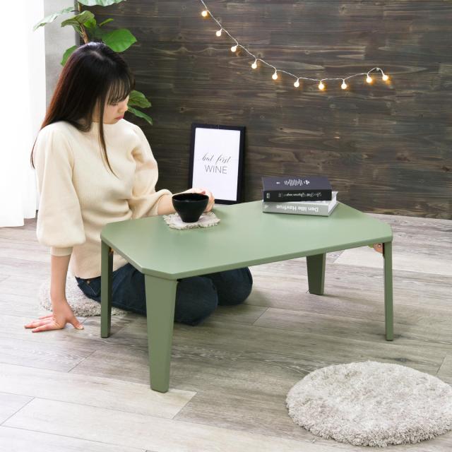 ローテーブル 折りたたみ 幅90×奥行60×高さ32cm くすみカラー モノトーンカラー 折れ脚テーブル （ リビング テーブル センターテーブル コンパクト 小さい おしゃれ 可愛い 大人 子供 キッズ ）_14