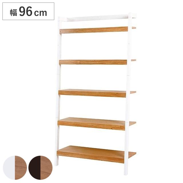 立て掛けラック 幅96cm 5段 木製 モノトーン （ オープンラック 壁面収納 立て掛け 棚 収納棚 収納ラック シェルフ 多目的ラック 収納 ウォールラック ウッドプロダクツ ディスプレイラック 収納ラック マガジンラック シンプル ）の通販は 18,585円