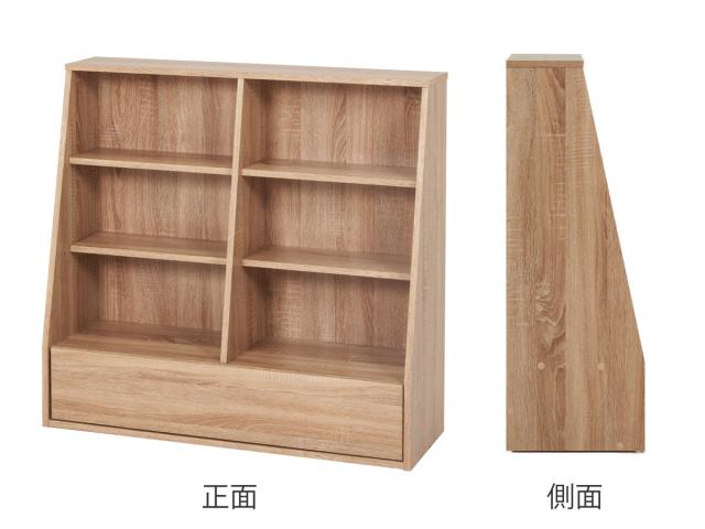 1cmピッチ可動 本棚 幅90cm ロータイプ 可動棚4枚 引出し付 （ ラック 収納 棚 1cmピッチ 可動棚 A4 A5 A4対応 デスクサイド シンプル ブラウン ナチュラル ホワイト ）_2