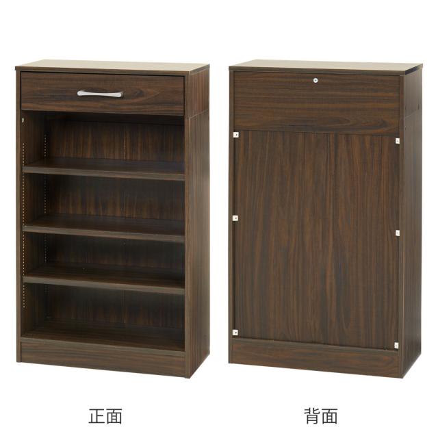1cmピッチ可動 本棚 幅60cm 可動棚3枚 引出し付 （ ラック 収納 棚 1cmピッチ 可動棚 A4 A5 A4対応 デスクサイド シンプル ブラウン ナチュラル ホワイト ）_2