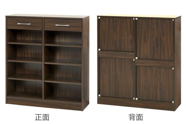 1cmピッチ可動 本棚 幅90cm 可動棚6枚 引出し付 （ ラック 収納 棚 1cmピッチ 可動棚 A4 A5 A4対応 デスクサイド シンプル ブラウン ナチュラル ホワイト ）_2