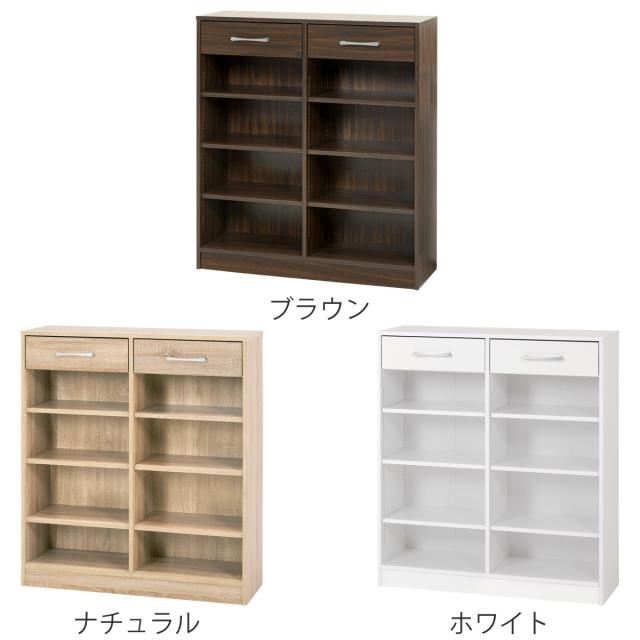 1cmピッチ可動 本棚 幅90cm 可動棚6枚 引出し付 （ ラック 収納 棚 1cmピッチ 可動棚 A4 A5 A4対応 デスクサイド シンプル ブラウン ナチュラル ホワイト ）_3