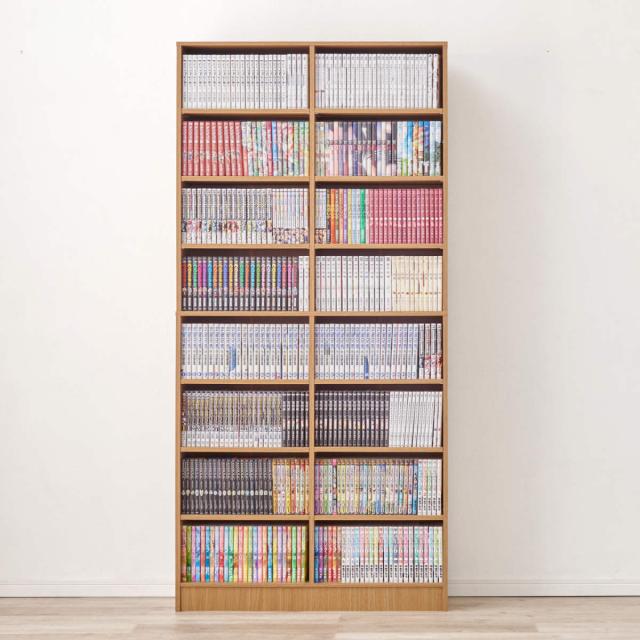 本棚 幅90cm コミック800冊収納 前後収納 可動棚 漫画収納 （ ラック 棚 シェルフ 収納 大容量 コミック収納 B6 ディスプレイラック 飾り棚 家具 A4 壁面収納 1.6cmピッチ シンプル ）_12
