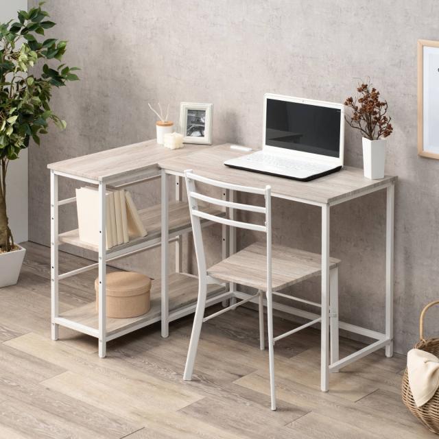 デスク チェア 3点セット デスク×1 3段ラック×1 チェア×1 （ L字 机