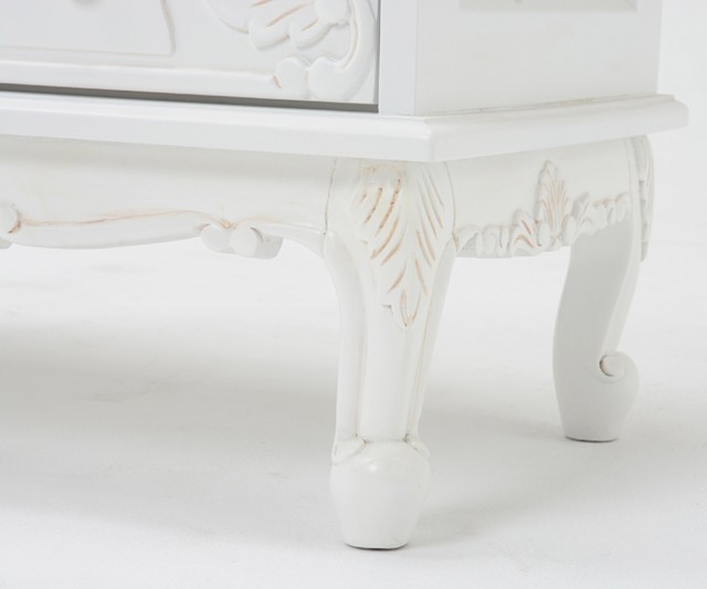 チェスト 幅80cm 引出し5杯 姫系 猫脚 完成品 ヴィオレッタ （ タンス 衣類収納 リビングチェスト 白家具 木製 引き出し 整理タンス ネコ足 ネコ脚 ホワイト 白 幅80 5杯 アンティーク アンティーク調 姫系家具 ロココ ）の通販は