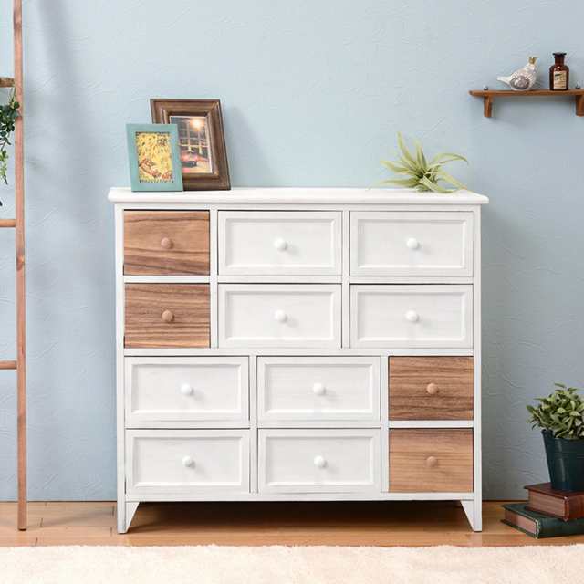 チェスト アンティーク調 4段 完成品 [幅41] Bianco