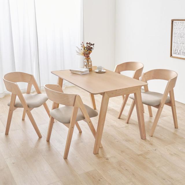 ダイニングテーブルセット 4人掛け 5点セット テーブル 幅120cm ダイニングチェア×4 （ ダイニングセット 木製 北欧 ナチュラル シンプル 食卓 セット ダイニングテーブル 椅子 チェア 天然木 ）_14