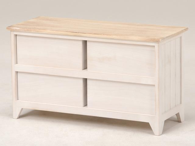 ローチェスト 幅75cm 2段 引出し4杯 完成品 天然木 （ チェスト 収納 背面化粧 たんす 洋タンス 桐 飾り棚 棚 ラック キャビネット リビング収納 二段 4杯 引き出し 白 家具 フレンチカントリー 木製 ）